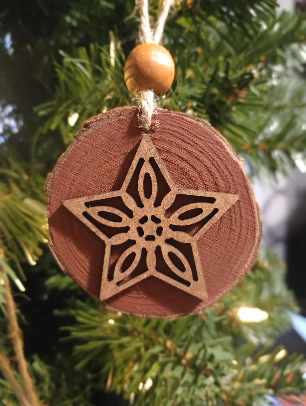 Rustic Farmhouse Wooden Star Christmas Ornaments - NEW